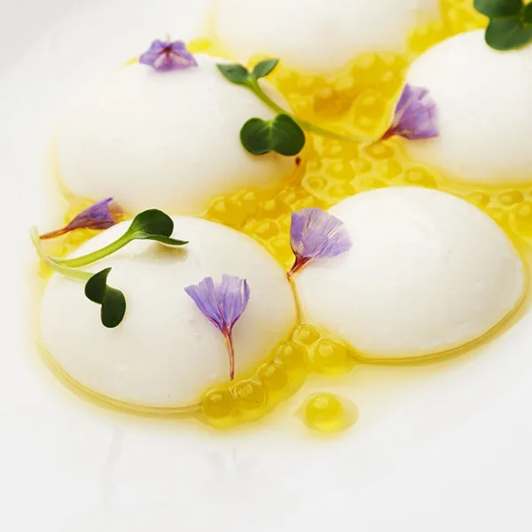 Burrata Pearls in Citrus Caviar