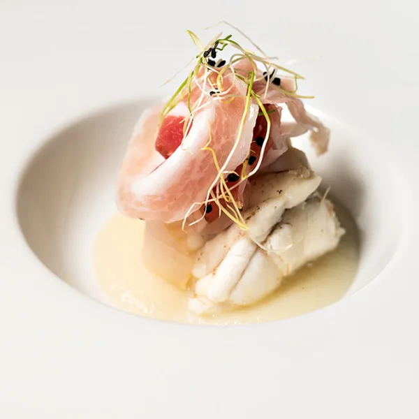 Poached Sea Bass with Lardo